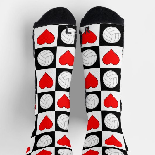 Volleyball Spieler Volleyballs und Herz Muster Socken (Oben)