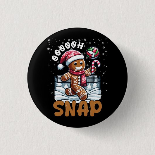 Volleyball Spieler Weihnachts Gingerbrett Man Bloc Button (Vorderseite)