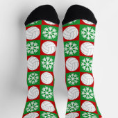 Volleyball Spieler Weihnachts-Schneeflockenmuster  Socken (Oben)