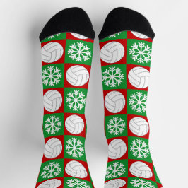 Volleyball Spieler Weihnachts-Schneeflockenmuster  Socken