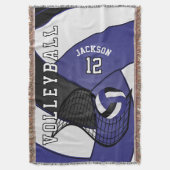 Volleyball  🏐 Sport - Dark Blue, White & Black Decke (Vorderseite Vertikal)