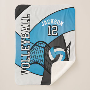 Volleyball 🏐 Sport in Baby Blue, White und Black Sherpadecke