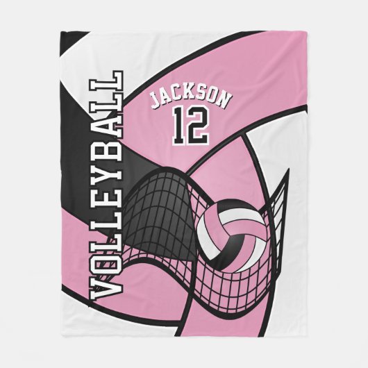 Volleyball 🏐 Sport in Baby Pink, White & Black Fleecedecke (Vorderseite)