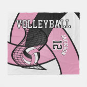 Volleyball 🏐 Sport in Baby Pink, White & Black Fleecedecke (Vorderseite (Horizontal))