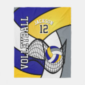 Volleyball 🏐 Sport in Blau, Weiß und Gelb Fleecedecke (Vorderseite)