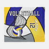 Volleyball 🏐 Sport in Blau, Weiß und Gelb Fleecedecke (Vorderseite (Horizontal))