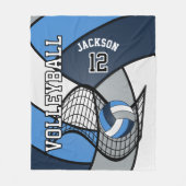 Volleyball 🏐 Sport in Blau, Weiß und Grau Fleecedecke (Vorderseite)