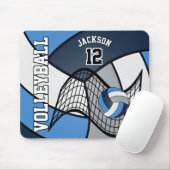 Volleyball 🏐 Sport in Blau, Weiß und Grau Mousepad (Mit Mouse)