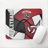 Volleyball 🏐 Sport in dunkelrot, weiß und schwarz Mousepad (Mit Mouse)