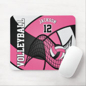 Volleyball 🏐 Sport in heißen Rosa, Weiß und Schwa Mousepad (Mit Mouse)