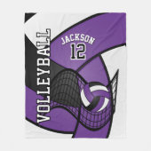 Volleyball 🏐 Sport in Lila, Weiß und Schwarz Fleecedecke (Vorderseite)