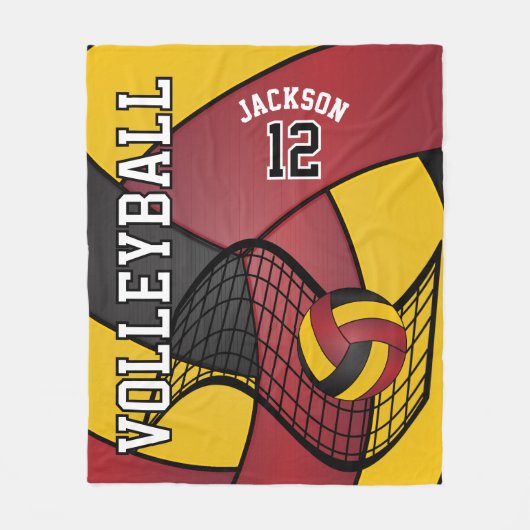 Volleyball 🏐 Sport in Maroon Red, Gold & Black Fleecedecke (Vorderseite)