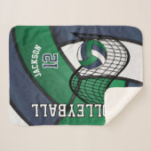 Volleyball 🏐 Sport in Navy Blue, White & Green Sherpadecke (Vorderseite (Horizontal))