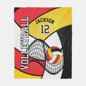 Volleyball 🏐 Sport in Rot, Schwarz und Gelb Fleecedecke (Vorderseite)