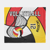 Volleyball 🏐 Sport in Rot, Schwarz und Gelb Fleecedecke (Vorderseite (Horizontal))