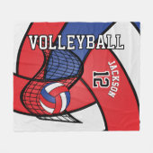 Volleyball 🏐 Sport in Rot, Weiß und Blau Fleecedecke (Vorderseite (Horizontal))
