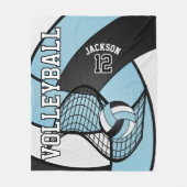 Volleyball 🏐 Sport in Sky Blue, White & Black Fleecedecke (Vorderseite)