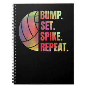 Volleyball Sport Lover Bump Set Spike Wiederholung Notizblock