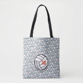 Volleyball Sport White Black Orange Team Nummer Tasche (Vorderseite)