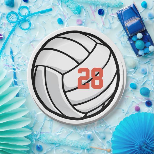 Volleyball Sport White Black Partys Custom Pappteller (Party)
