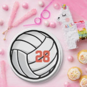 Volleyball Sport White Black Partys Custom Pappteller (Party)