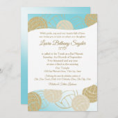 Volleyball Sportboot Mitzvah Blue und Gold Einladung (Vorne/Hinten)