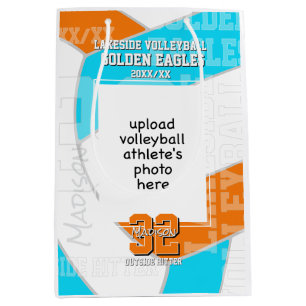 Volleyball-Sportler-Foto in beliebigen Teamfarben Mittlere Geschenktüte