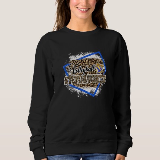 Volleyball Stepdaughter Leopard Bleached Family Ma Sweatshirt (Vorderseite)