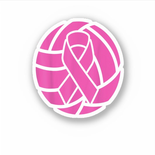 Volleyball T Brustkrebs Volleyball Pink Ribbon Aufkleber (Vorderseite)