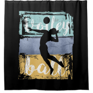 Volleyball-T-Shirt - Vintager Retro-Volleyball-Spi Duschvorhang