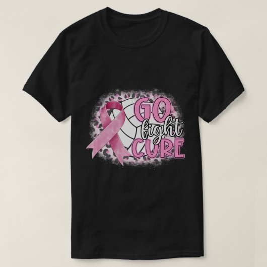 Volleyball Tackle Rosa Brustkrebs Schleife gehen F T-Shirt (Design vorne)