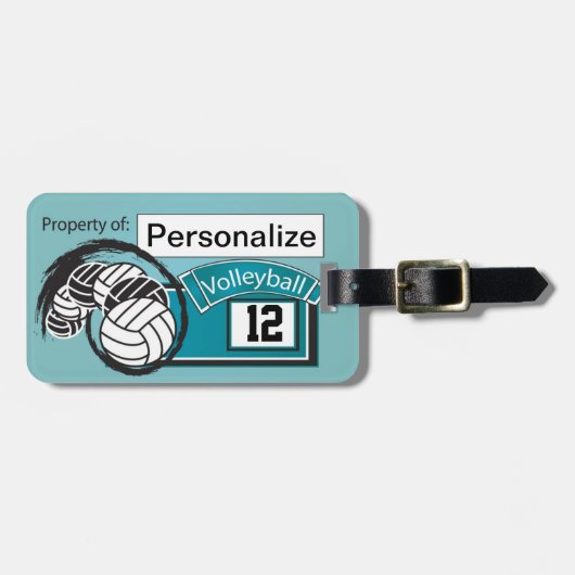 Volleyball-Tag 🏐 - Aquamarin Blue Gepäckanhänger (Vorderseite horizontal)