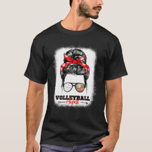 Volleyball Tante geblasen Messy Bun Volleyball Tan T-Shirt