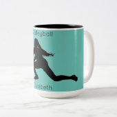 Volleyball-Tasse mit ihrem Namen Zweifarbige Tasse (VorderseiteRechts)