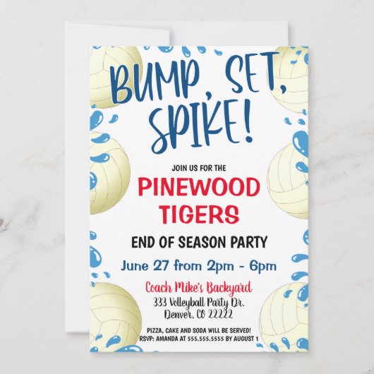 VOLLEYBALL-TEAM-EINLADUNG EINLADUNG (Vorderseite)