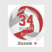 Volleyball-Team färbt Kinder rot grau Aufkleber (Blatt)