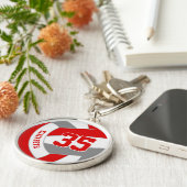 Volleyball-Team gibt rot-graue Schulfarben Schlüsselanhänger (Seite)