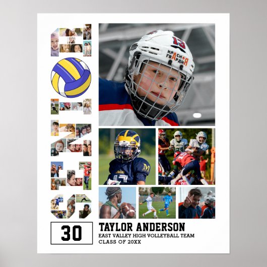 Volleyball-Team Hochrangiger Abschluss FotoCollage Poster (Vorne)