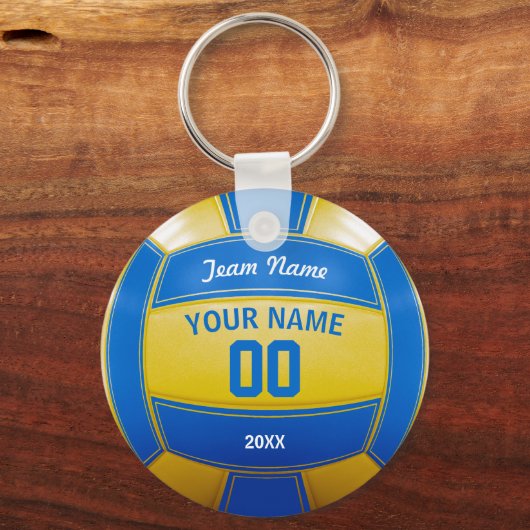 Volleyball-Team Jahr Team Blau und Gelb Schlüsselanhänger (Rückseite)