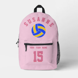 Volleyball Team Name Custom Sports Rose pink Print Bedruckter Rucksack