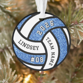 Volleyball Team Player Blue Glitzer Weihnachten Ornament