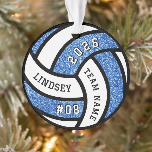Volleyball Team Player Blue Glitzer Weihnachten Ornament (Baum)