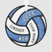 Volleyball Team Player Blue Glitzer Weihnachten Ornament (Rückseite)