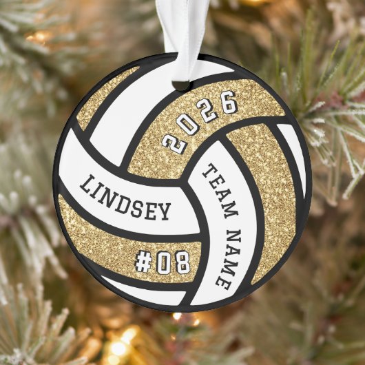Volleyball Team Player Gold Glitzer Weihnachten Ornament (Baum)