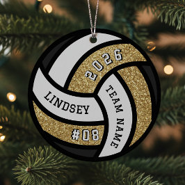 Volleyball Team Player Gold Glitzer Weihnachten Ornament Aus Metall