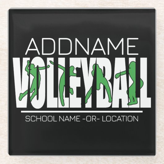 Volleyball Team Spieler ADD NAME School Top Athlet Glasuntersetzer (Vorderseite)