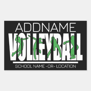 Volleyball Team Spieler ADD NAME School Top Athlet Rechteckiger Aufkleber