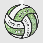 Volleyball Team Spieler Grün Glitzer Weihnachten Ornament (Rückseite)