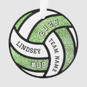 Volleyball Team Spieler Grün Glitzer Weihnachten Ornament (Vorderseite)