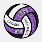 Volleyball Team Spieler Lila Glitzer Weihnachten Ornament Aus Metall (Rückseite)